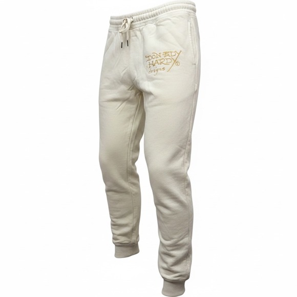 Ed Hardy Pants - Ed Hardy Womens Sweatpants 1X Ivory Cotton Blend Jogger Tiger Rose Graphic NWT